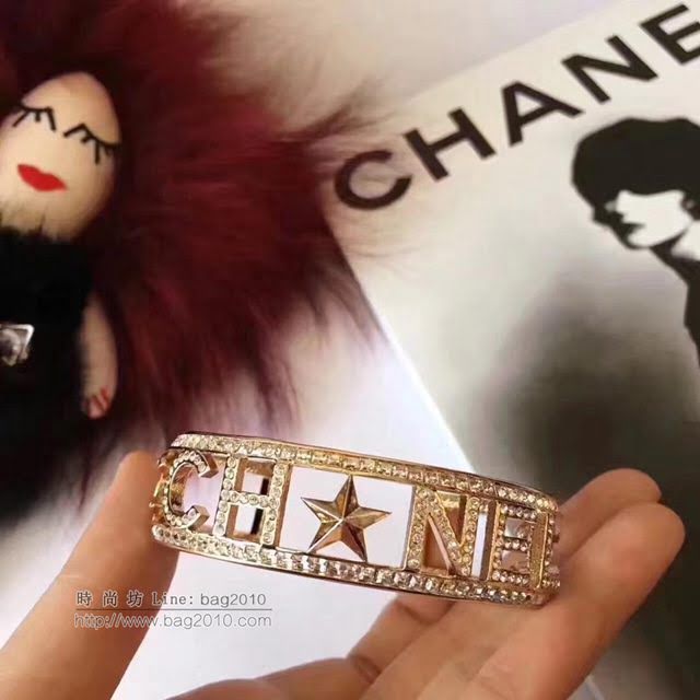 chanel手鏈 古巴走秀款 施華洛水晶 星星鏤空 香奈兒手鐲  gzsc1489